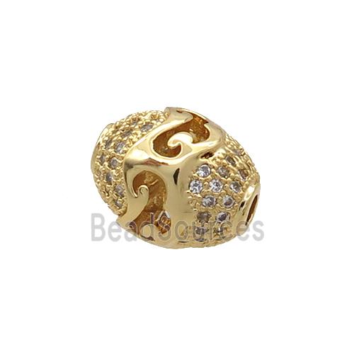 Copper Rice Beads Pave Zircon Gold Plated