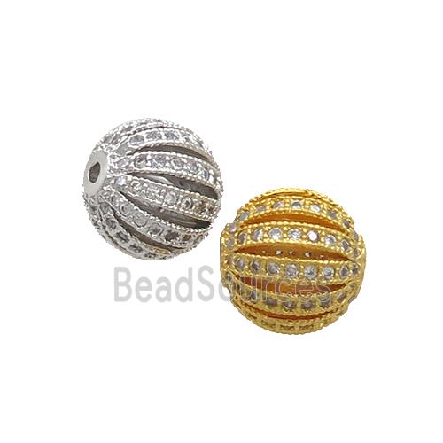 Copper Pumpkin Beads Pave Zircon Round Mixed