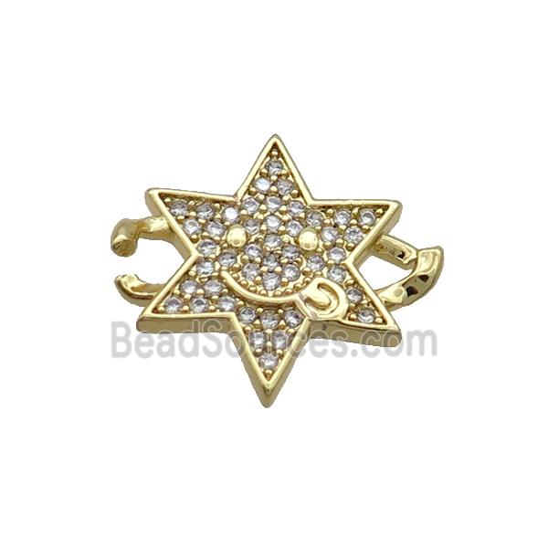 Copper Star Connector Pave Zircon Gold Plated