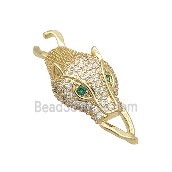 Copper Leopard Connector Pave Zircon Gold Plated