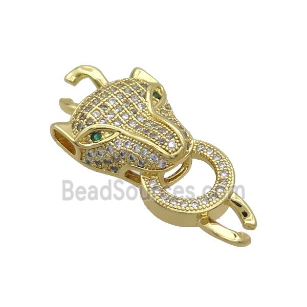 Copper Leopard Connector Pave Zircon Gold Plated