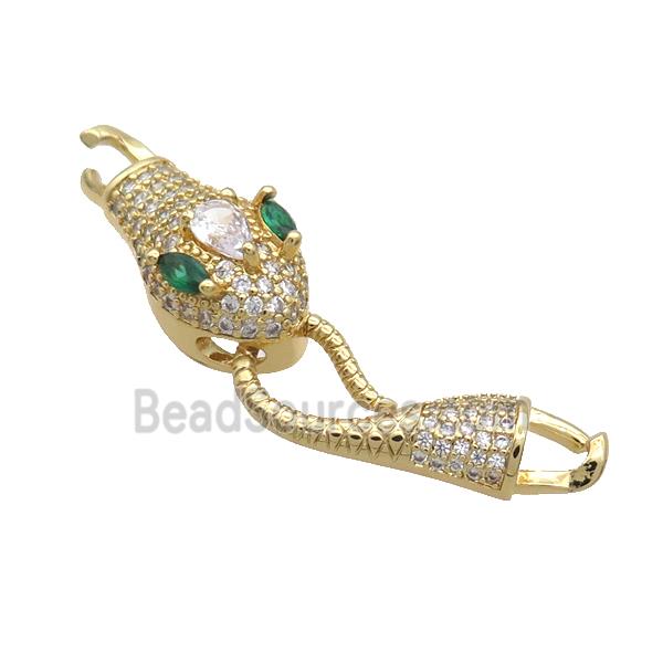 Copper Snake Connector Pave Zircon Gold Plated