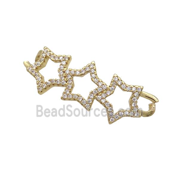 Copper Star Link Connector Pave Zircon Gold Plated