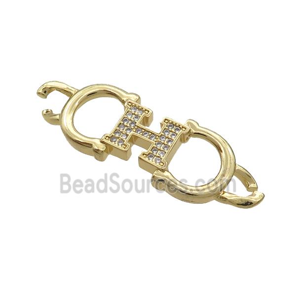 Copper Connector Pave Zircon Gold Plated