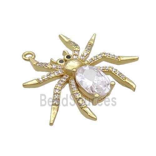 Copper Spider Charms Pendant Pave Zircon Crystal Glass Gold Plated