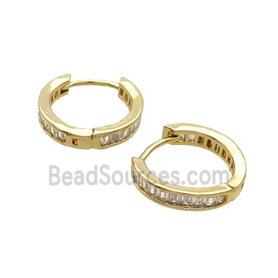 Copper Hoop Earring Pave Zircon Gold Plated