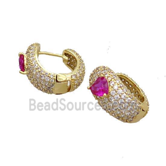 Copper Latchback Earring Pave Zircon Gold Plated