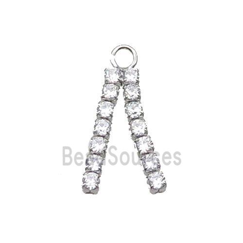 Copper Strap Pendant Pave Crystal Glass Platinum Plated