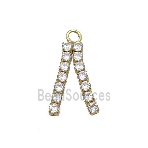 Copper Strap Pendant Pave Crystal Glass Gold Plated