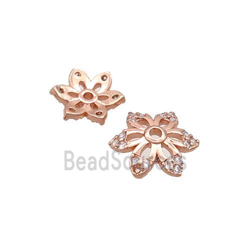 Copper Beadcaps Pave Zircon Rose Gold