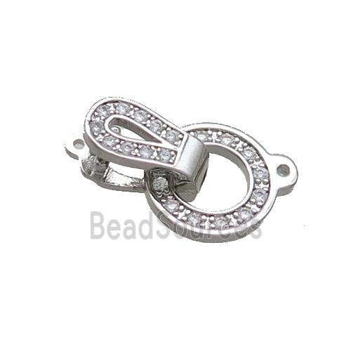 Copper Clasp Pave Zircon Platinum Plated