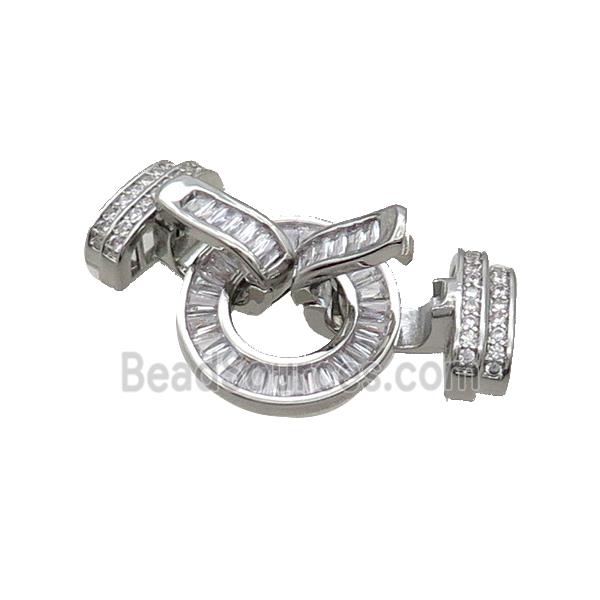 Copper Clasp Pave Zircon Platinum Plated