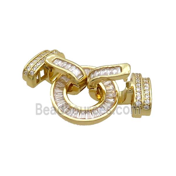 Copper Clasp Pave Zircon Gold Plated