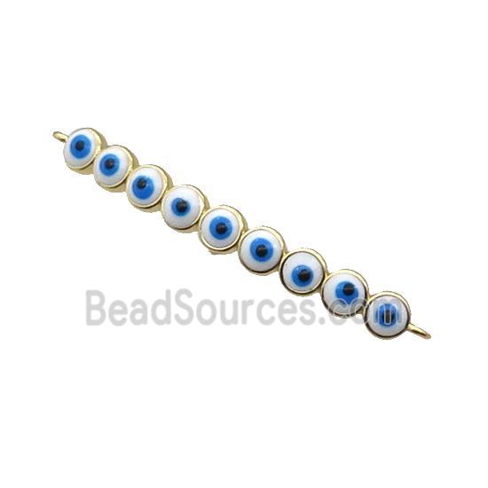 Copper Circle Link Connector White Enamel Evil Eye Stick Gold Plated