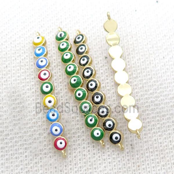 Copper Circle Link Connector Enamel Evil Eye Stick Gold Plated Mixed