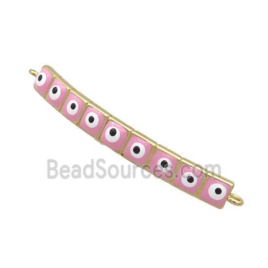 Copper Link Connector Pink Enamel Evil Eye Stick Gold Plated