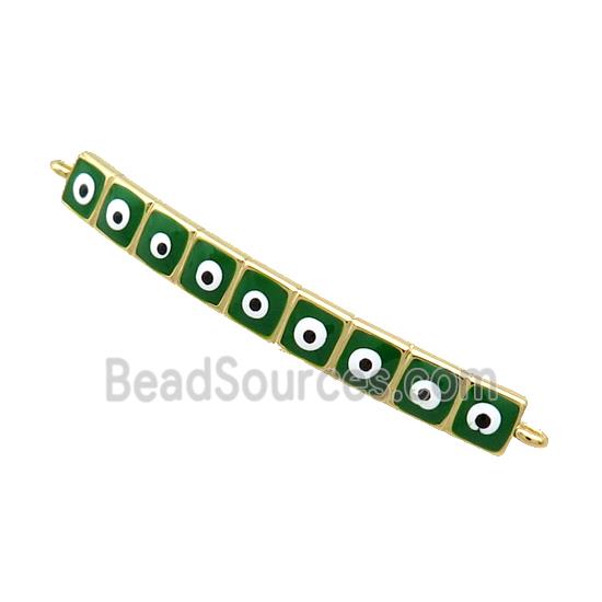 Copper Link Connector Green Enamel Evil Eye Stick Gold Plated