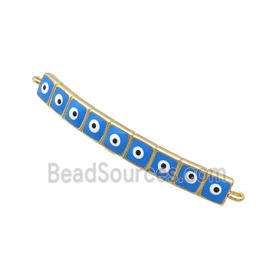 Copper Link Connector Blue Enamel Evil Eye Stick Gold Plated