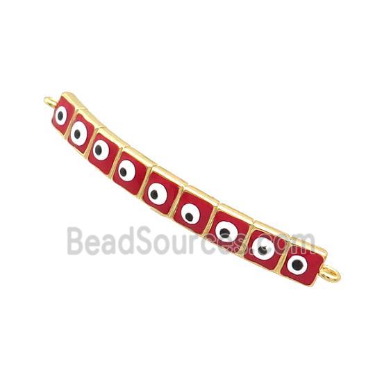 Copper Link Connector Red Enamel Evil Eye Stick Gold Plated