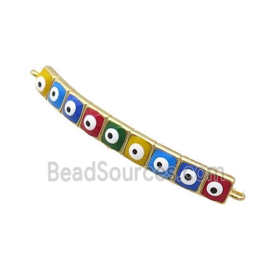 Copper Link Connector Multicolor Enamel Evil Eye Stick Gold Plated