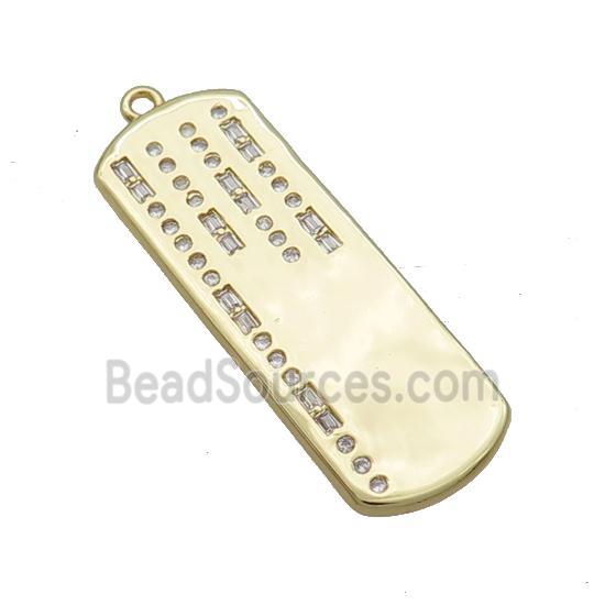 Copper Rectangle Pendant Pave Zircon Gold Plated