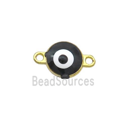 Copper Evil Eye Connector Black Enamel Gold Plated