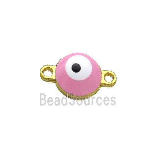 Copper Evil Eye Connector Pink Enamel Gold Plated