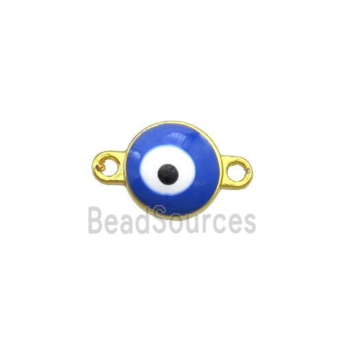 Copper Evil Eye Connector Blue Enamel Gold Plated