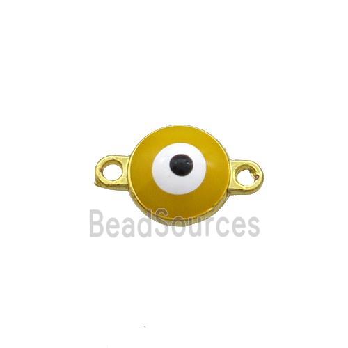 Copper Evil Eye Connector Yellow Enamel Gold Plated