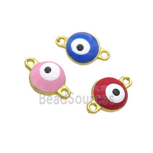 Copper Evil Eye Connector Enamel Gold Plated Mixed