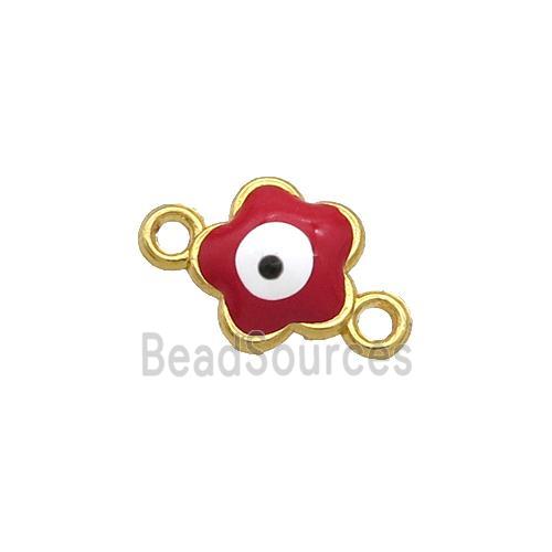 Copper Flower Evil Eye Connector White Enamel Gold Plated