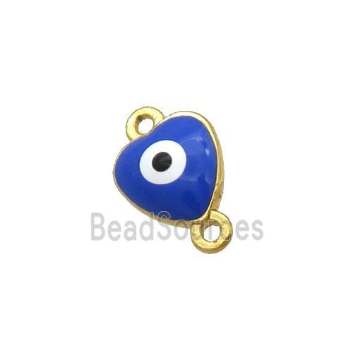 Copper Heart Evil Eye Connector Blue Enamel Gold Plated