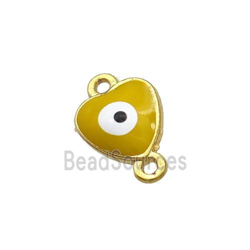 Copper Heart Evil Eye Connector Yellow Enamel Gold Plated