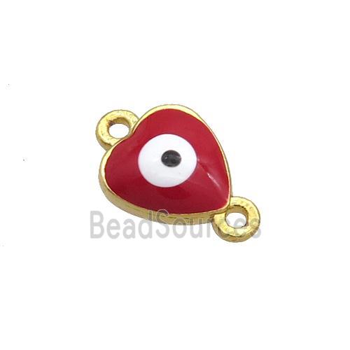 Copper Heart Evil Eye Connector Red Enamel Gold Plated