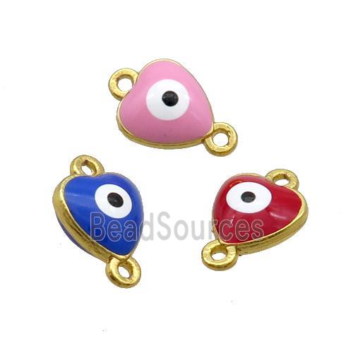 Copper Heart Evil Eye Connector Enamel Gold Plated Mixed