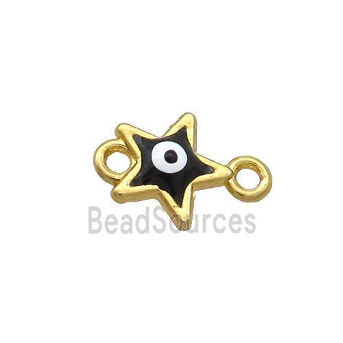 Copper Star Evil Eye Connector Black Enamel Gold Plated