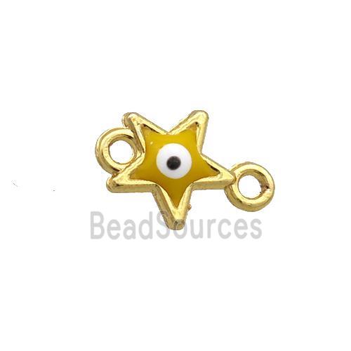 Copper Star Evil Eye Connector Yellow Enamel Gold Plated