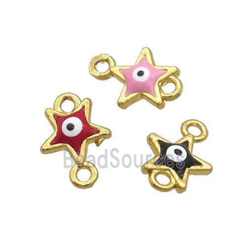 Copper Star Evil Eye Connector Enamel Gold Plated Mixed