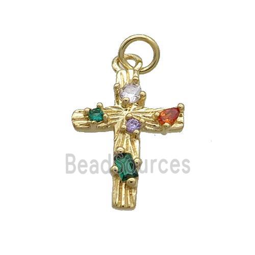 Copper Cross Pendant Pave Zircon Gold Plated