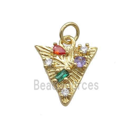 Copper Triangle Pendant Pave Zircon Gold Plated