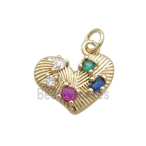 Copper Heart Pendant Pave Zircon Gold Plated