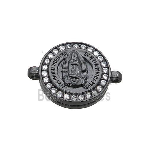 Copper Circle Connector Pave Zircon Virgin Mary Black Plated