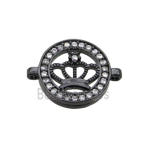 Copper Crown Connector Pave Zircon Circle Black Plated