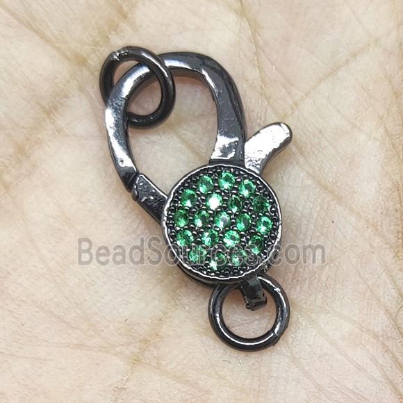 Copper Lobster Clasp Pave Green Zircon Black Plated