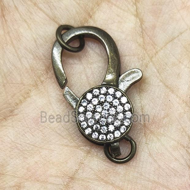 Copper Lobster Clasp Pave Zircon Antique Bronze