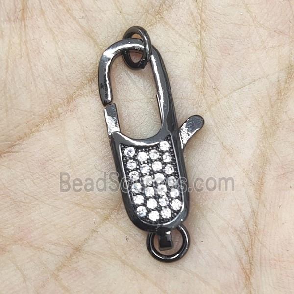 Copper Lobster Clasp Pave Zircon Black Plated