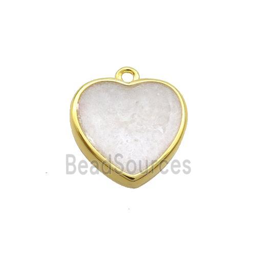 Copper Heart Pendant White Enamel Gold Plated