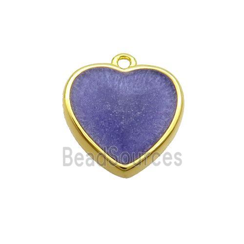 Copper Heart Pendant Purple Enamel Gold Plated