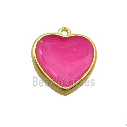 Copper Heart Pendant Hotpink Enamel Gold Plated