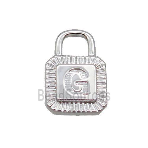 Copper Lock Pendant G-Letter Platinum Plated